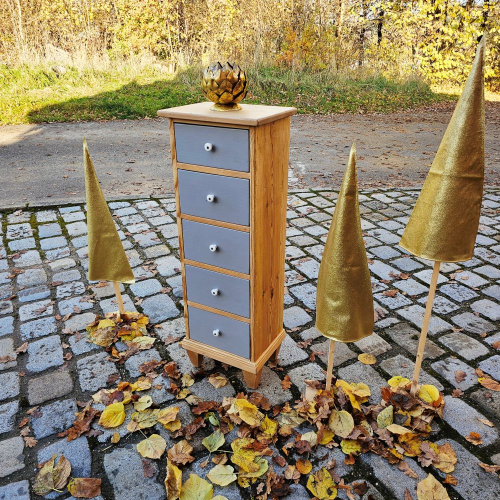 Apothekenschränkchen Schubladenschrank Schubladenkästchen vintage mit grau lackierten Schüben - 280