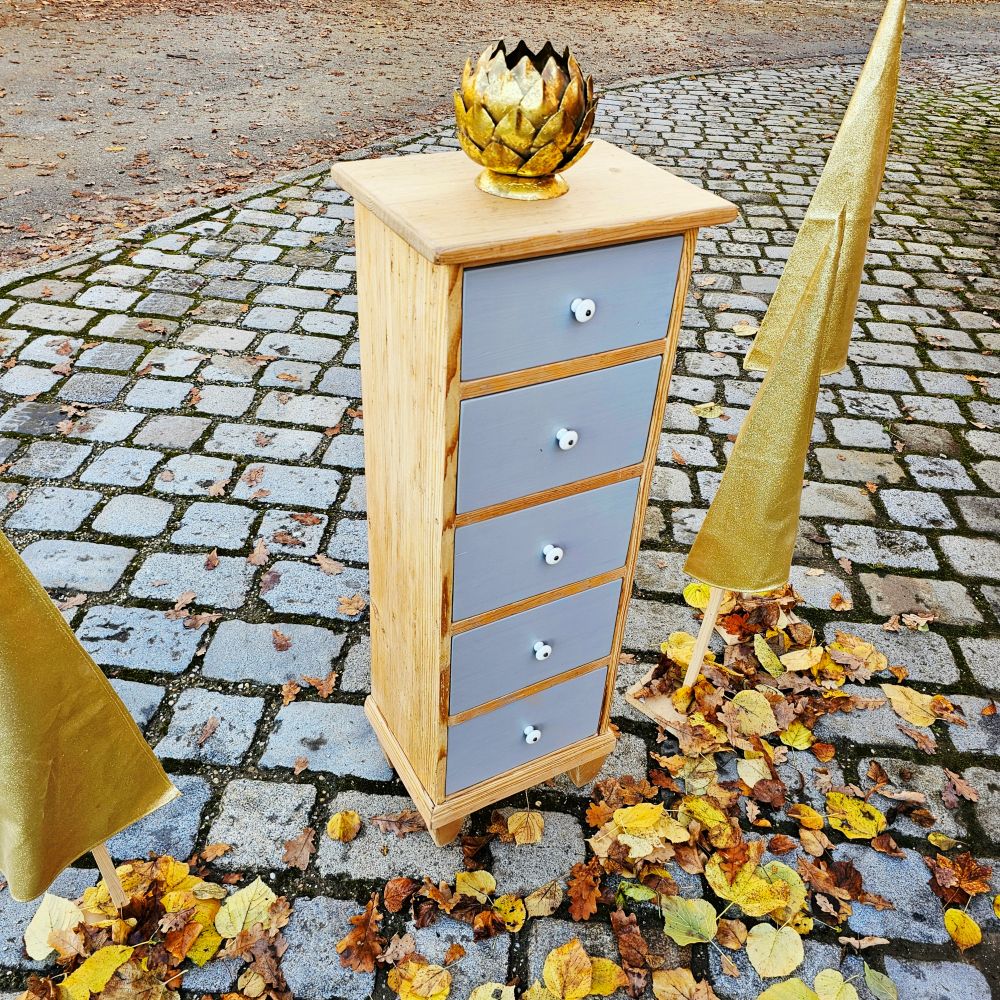 Apothekenschränkchen Schubladenschrank Schubladenkästchen vintage mit grau lackierten Schüben - 280