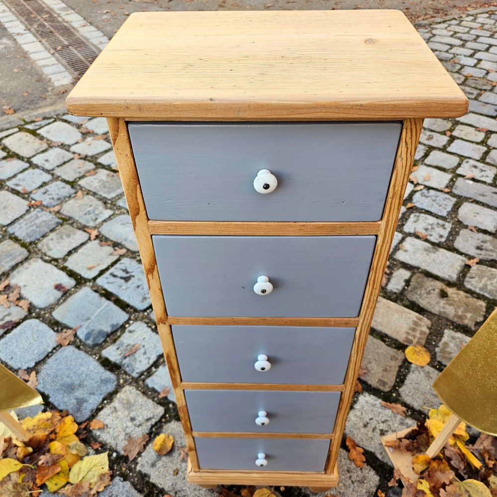 Apothekenschränkchen Schubladenschrank Schubladenkästchen vintage mit grau lackierten Schüben - 280