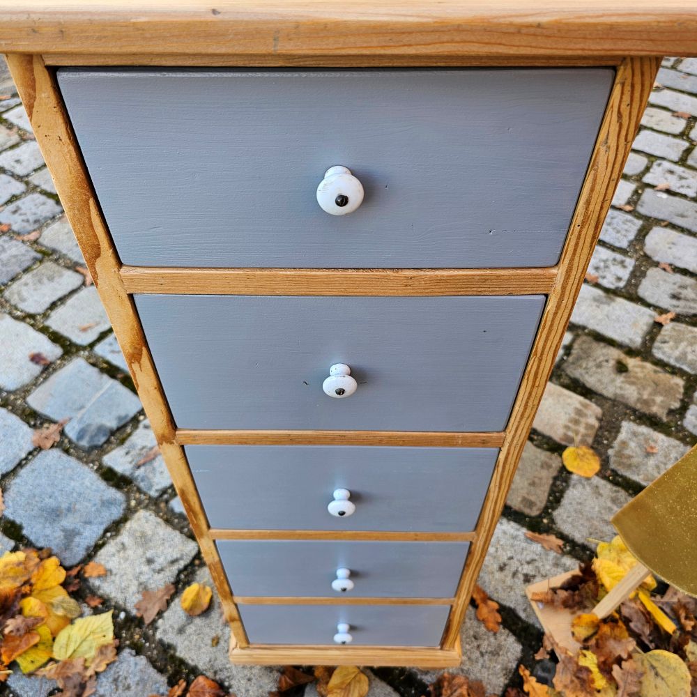 Apothekenschränkchen Schubladenschrank Schubladenkästchen vintage mit grau lackierten Schüben - 280