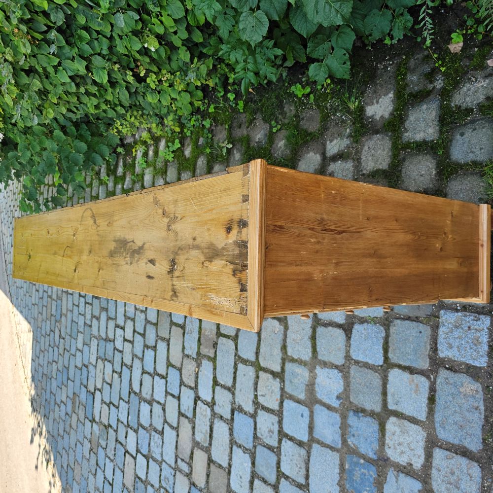 Apothekerschrank Schubladenschrank alt antik hoch mit offenem Fach und Emailleschildern - 259