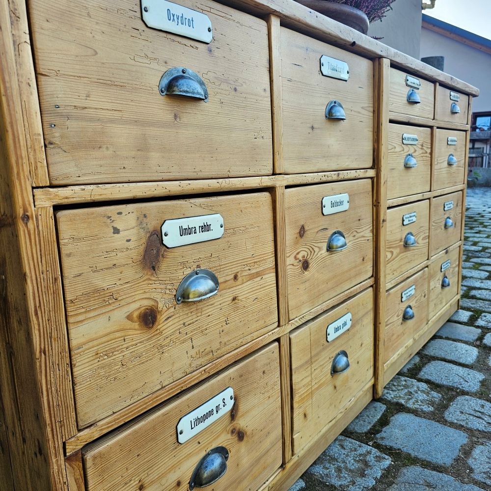 Alter antiker Apothekenschrank mit großen Schubladen Schubladenschrank - 316