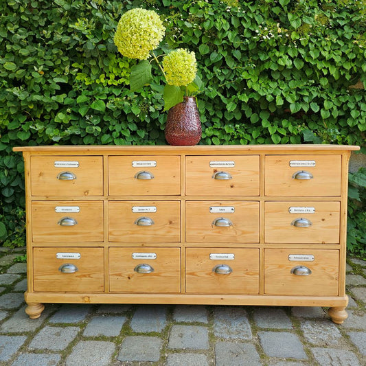 Alter antiker Apothekerschrank Sideboard Kommode mit 12 Schüben - 241