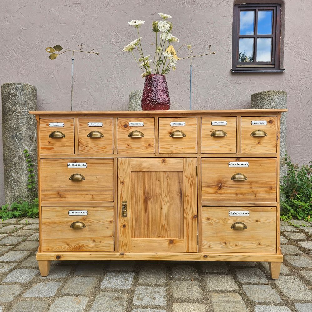 Alter antiker Apothekerschrank Schubladenschrank Ladentheke - 311
