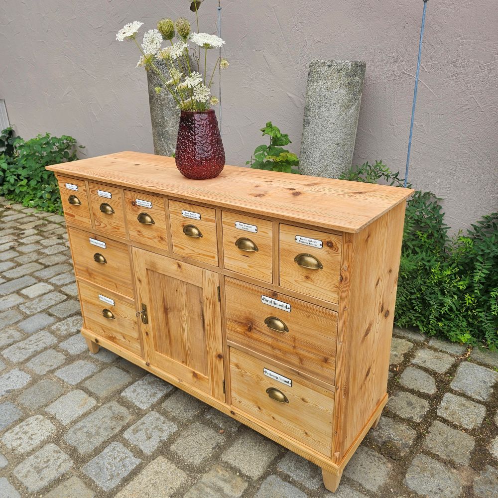 Alter antiker Apothekerschrank Schubladenschrank Ladentheke - 311