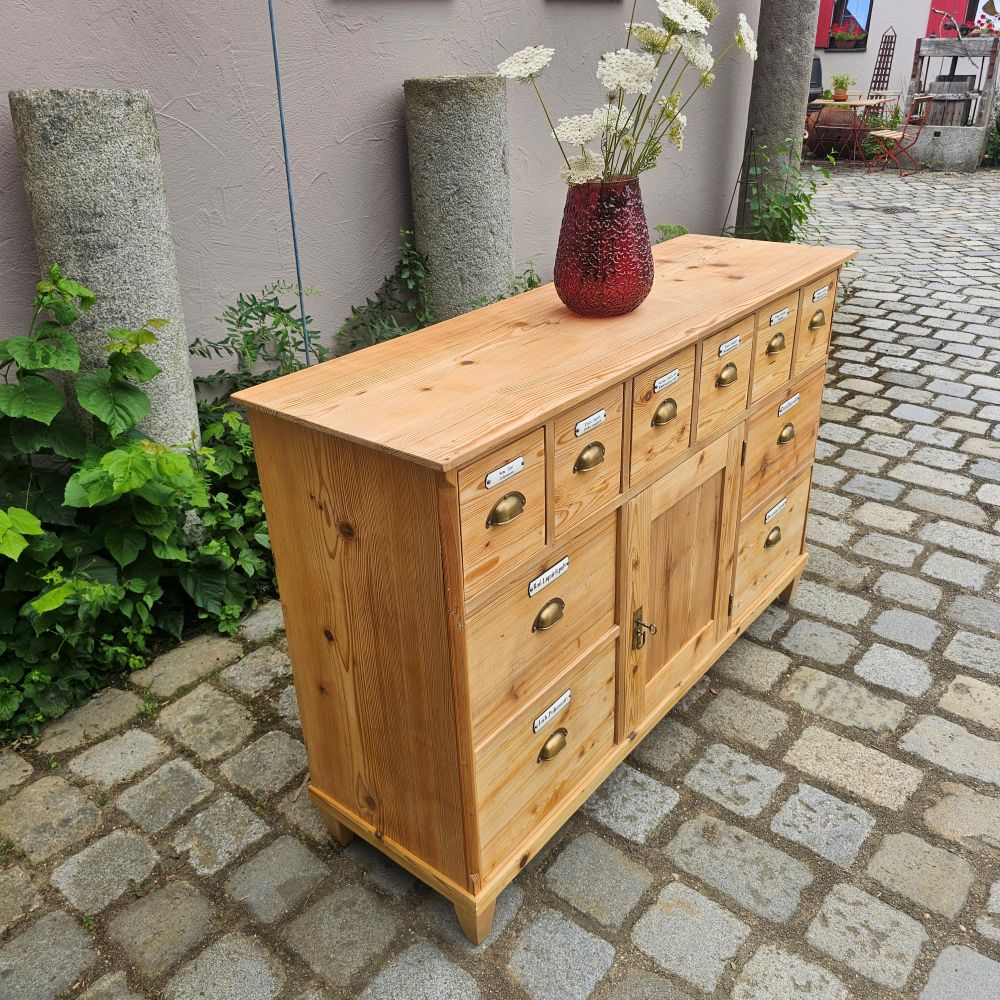 Alter antiker Apothekerschrank Schubladenschrank Ladentheke - 311