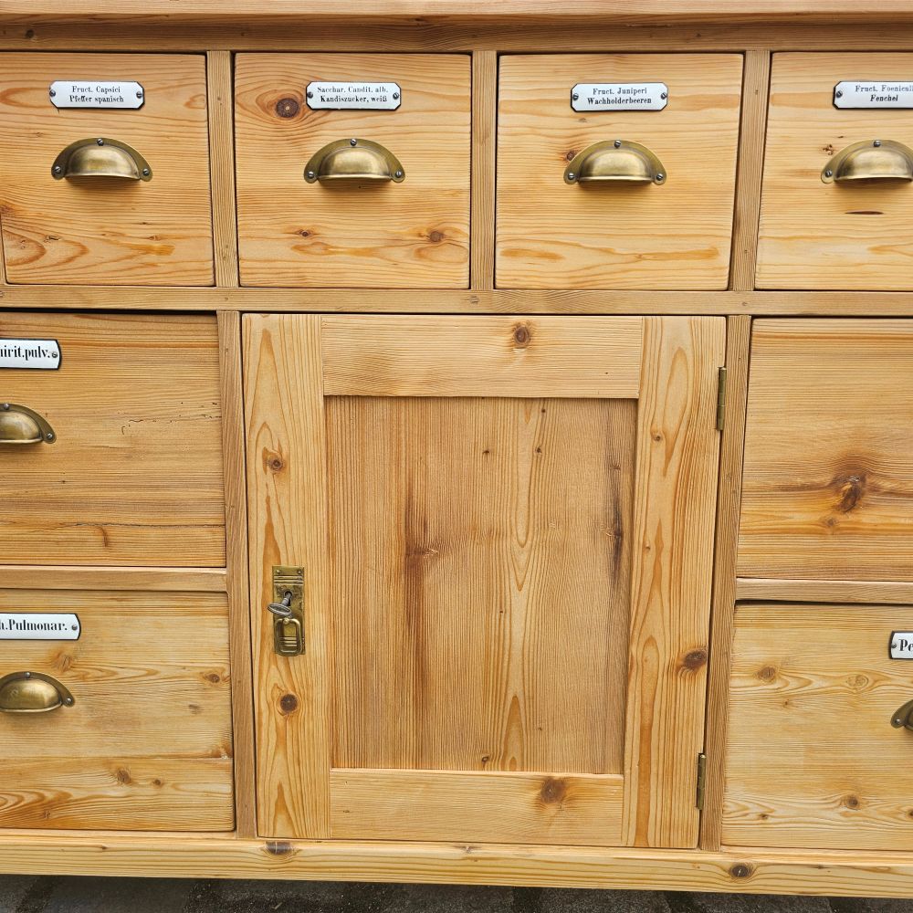 Alter antiker Apothekerschrank Schubladenschrank Ladentheke - 311
