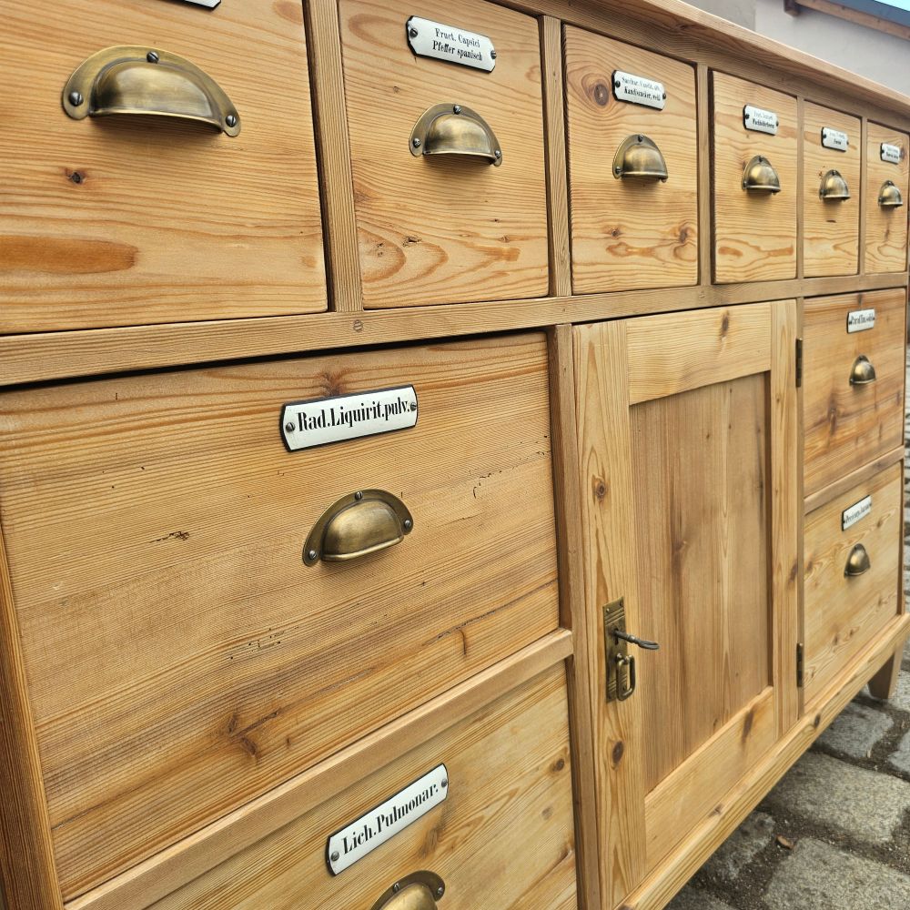 Alter antiker Apothekerschrank Schubladenschrank Ladentheke - 311
