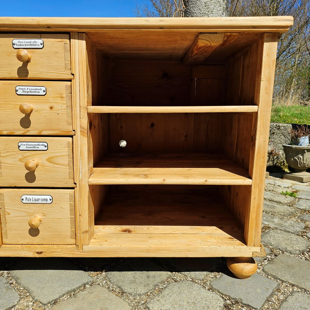Alter antiker Apothekerschrank Schubladenschrank Ladentheke - 245