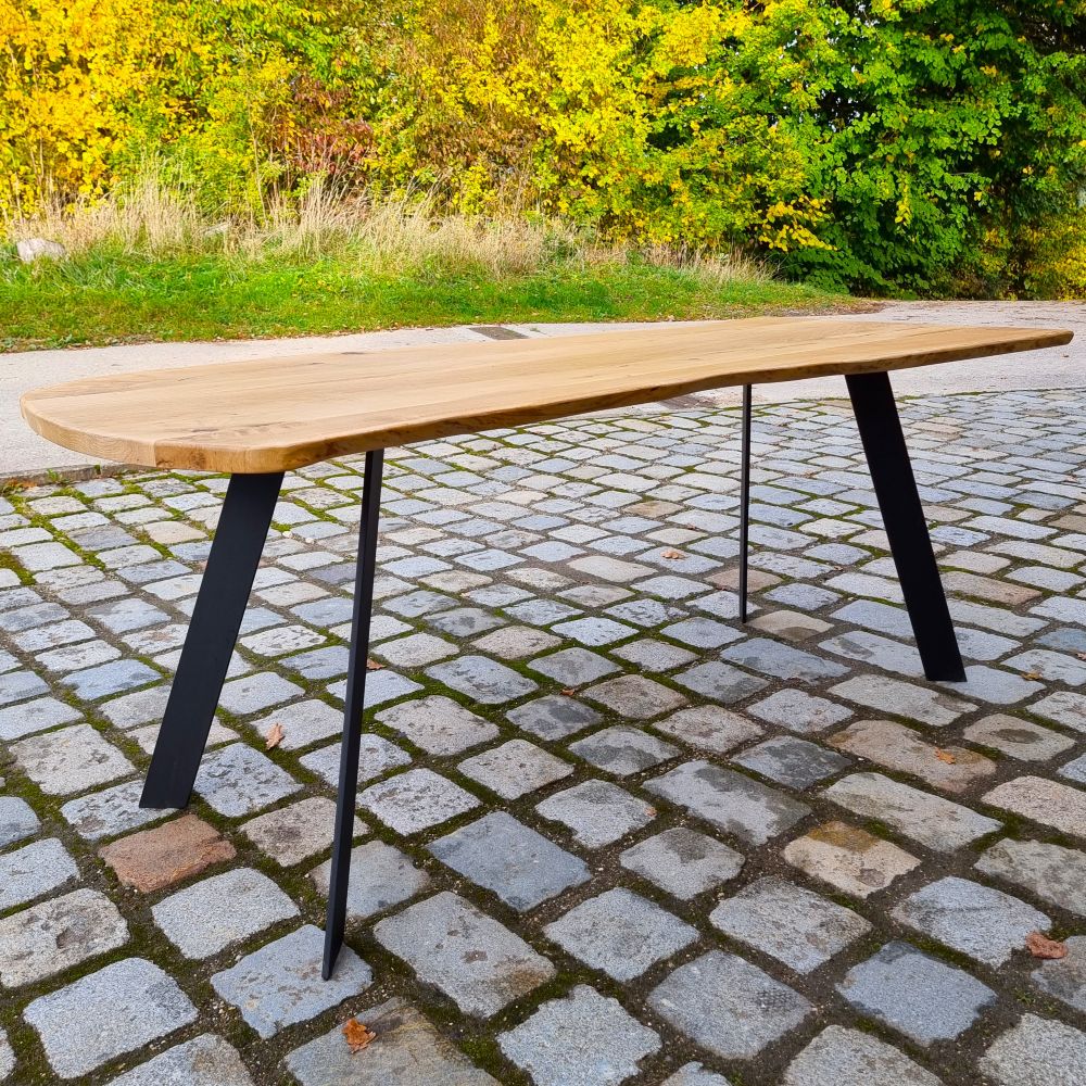 Eichentisch Vollholz Massivholztisch Tisch Esstisch mit Baumkante - 246