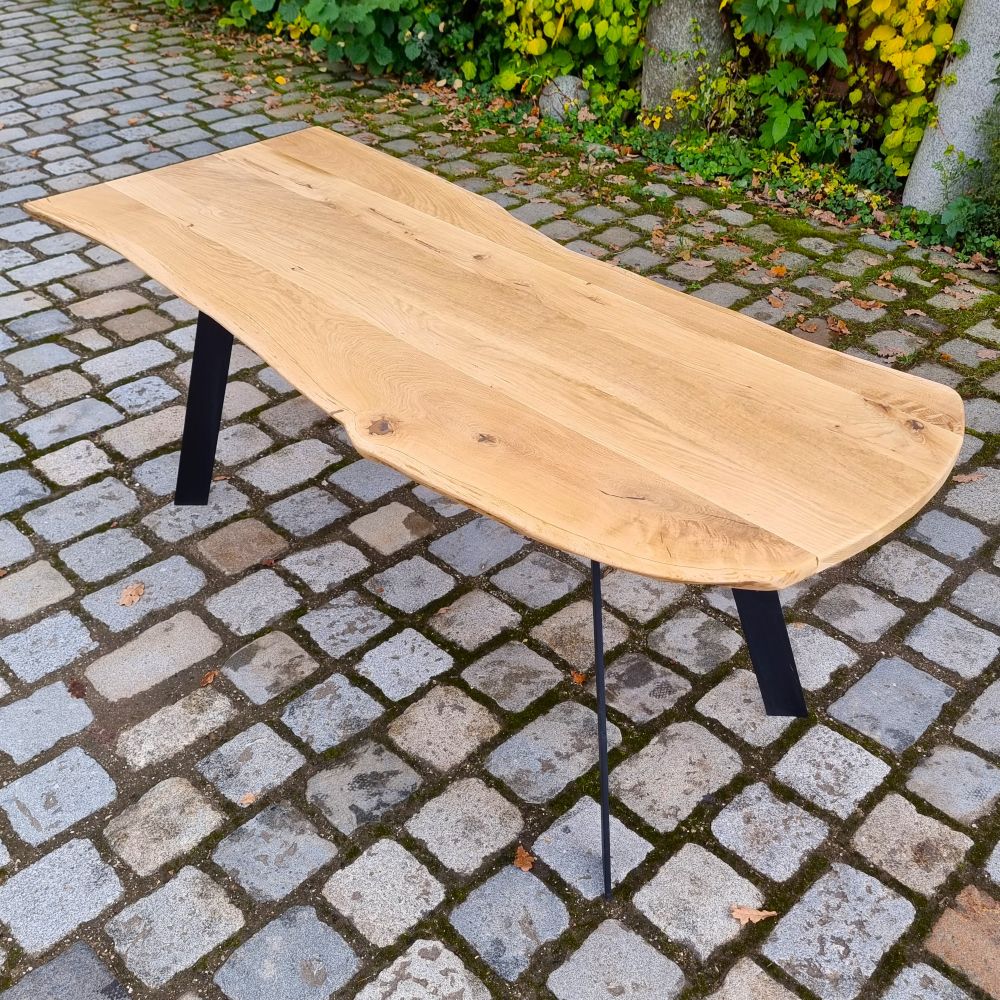 Eichentisch Vollholz Massivholztisch Tisch Esstisch mit Baumkante - 246