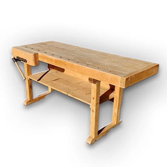 Alte rustikale Hobelbank mit 1 Schraubstock massiv Schreibtisch Tisch Kücheninsel - 290