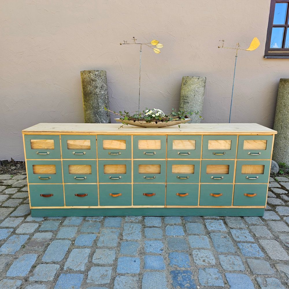 Kramerschrank Krämerschrank Kommode Schubladenschrank vintage, neu lackiert grün - 303