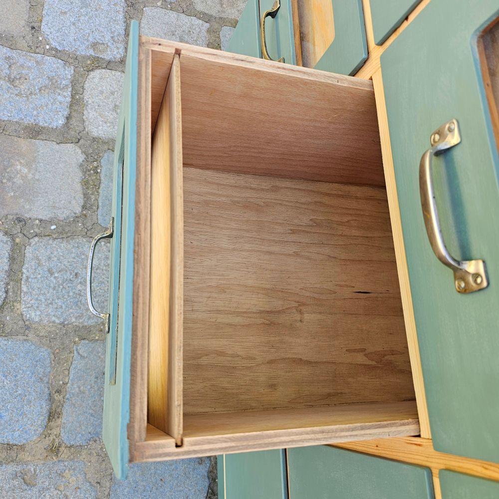 Kramerschrank Krämerschrank Kommode Schubladenschrank vintage, neu lackiert grün - 303
