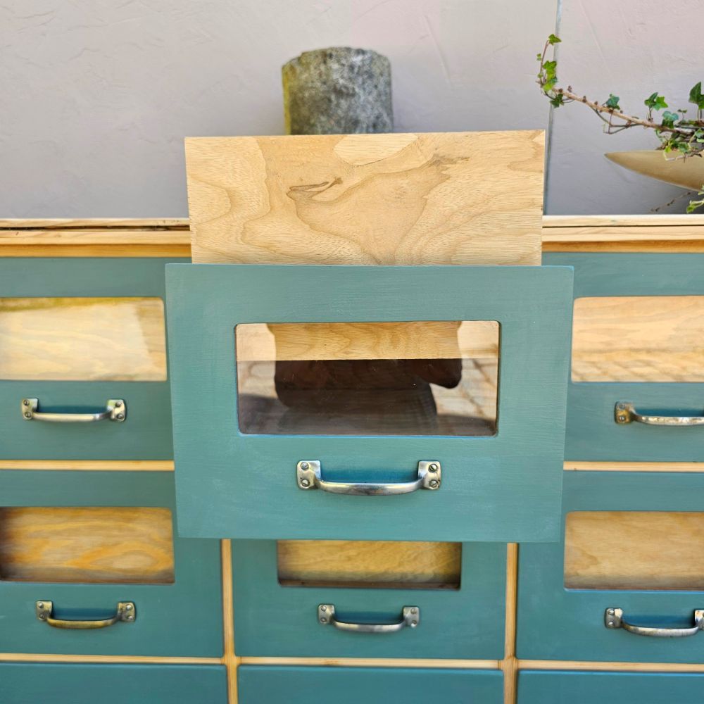 Kramerschrank Krämerschrank Kommode Schubladenschrank vintage, neu lackiert grün - 303