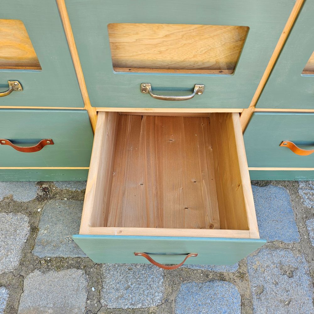 Kramerschrank Krämerschrank Kommode Schubladenschrank vintage, neu lackiert grün - 303