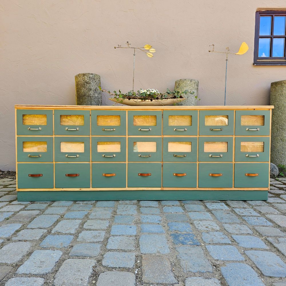 Kramerschrank Krämerschrank Kommode Schubladenschrank vintage, neu lackiert grün - 303