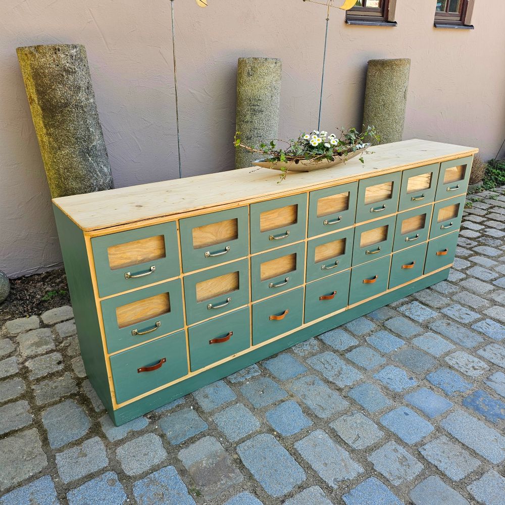 Kramerschrank Krämerschrank Kommode Schubladenschrank vintage, neu lackiert grün - 303