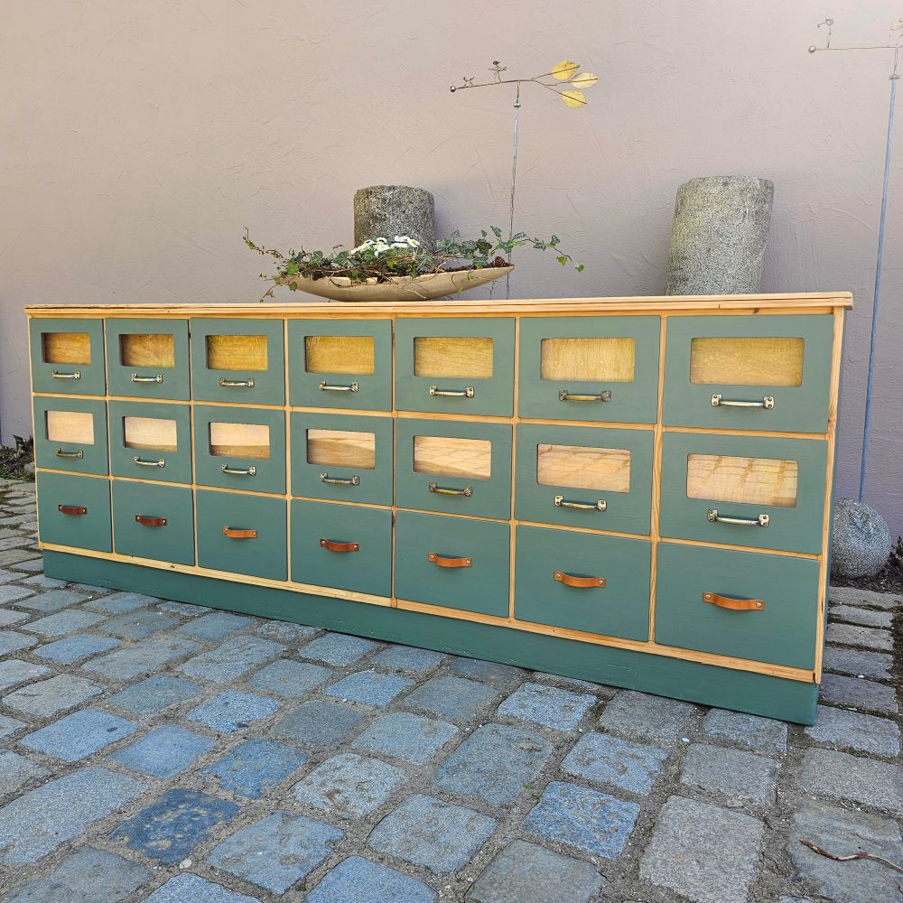 Kramerschrank Krämerschrank Kommode Schubladenschrank vintage, neu lackiert grün - 303