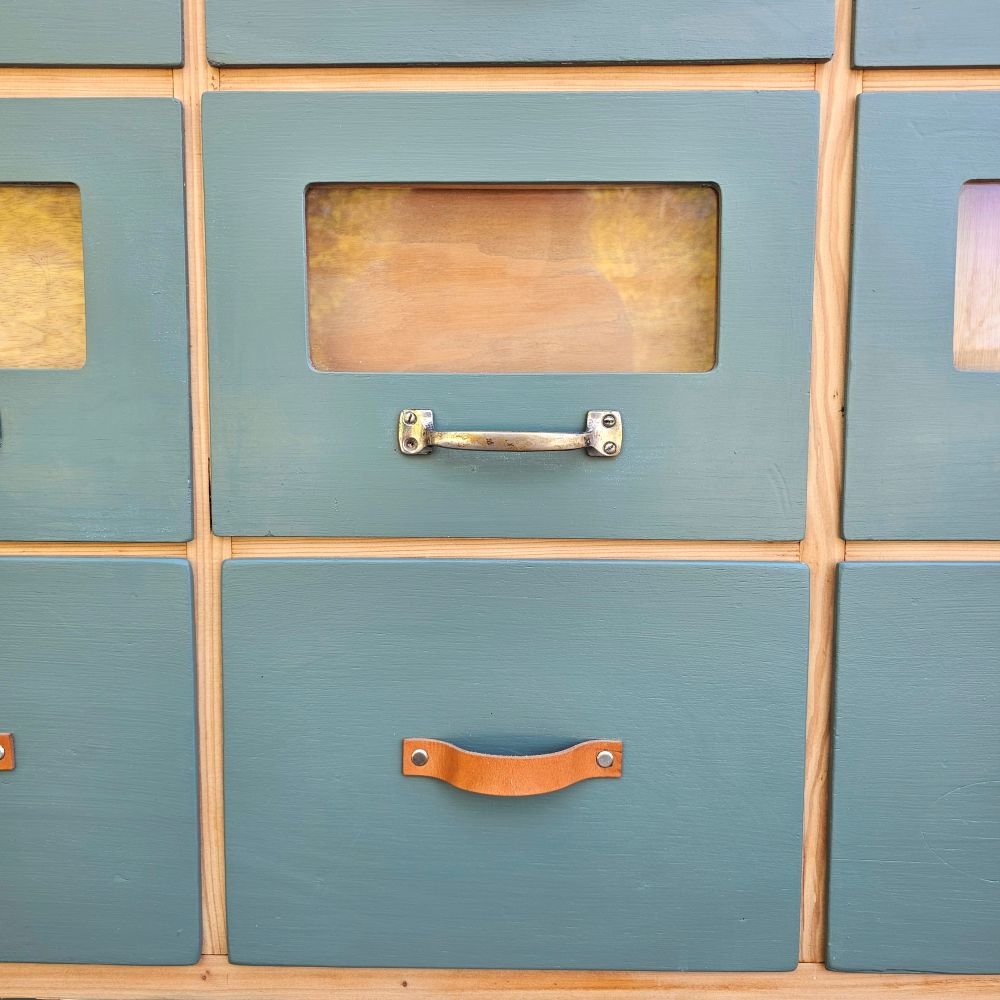 Kramerschrank Krämerschrank Kommode Schubladenschrank vintage, neu lackiert grün - 303