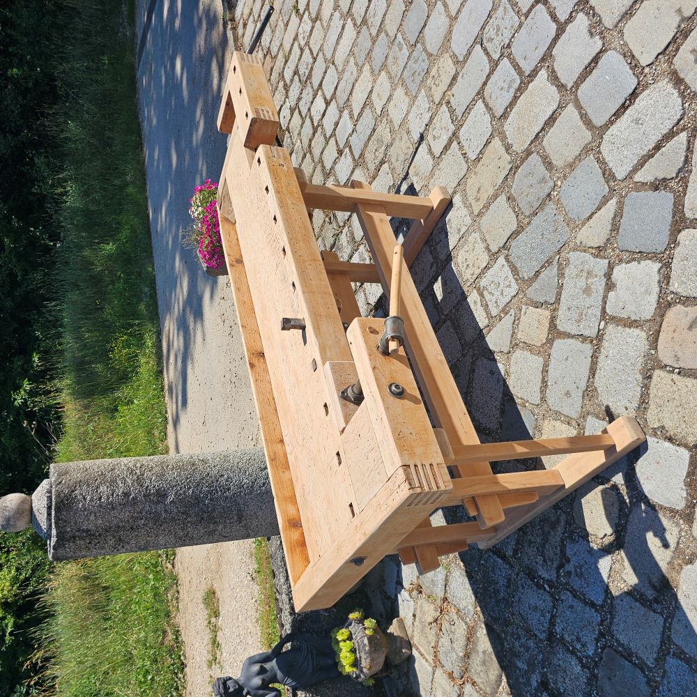 Alte rustikale Hobelbank mit 2 Schraubstöcken massiv Schreibtisch Kücheninsel - 308