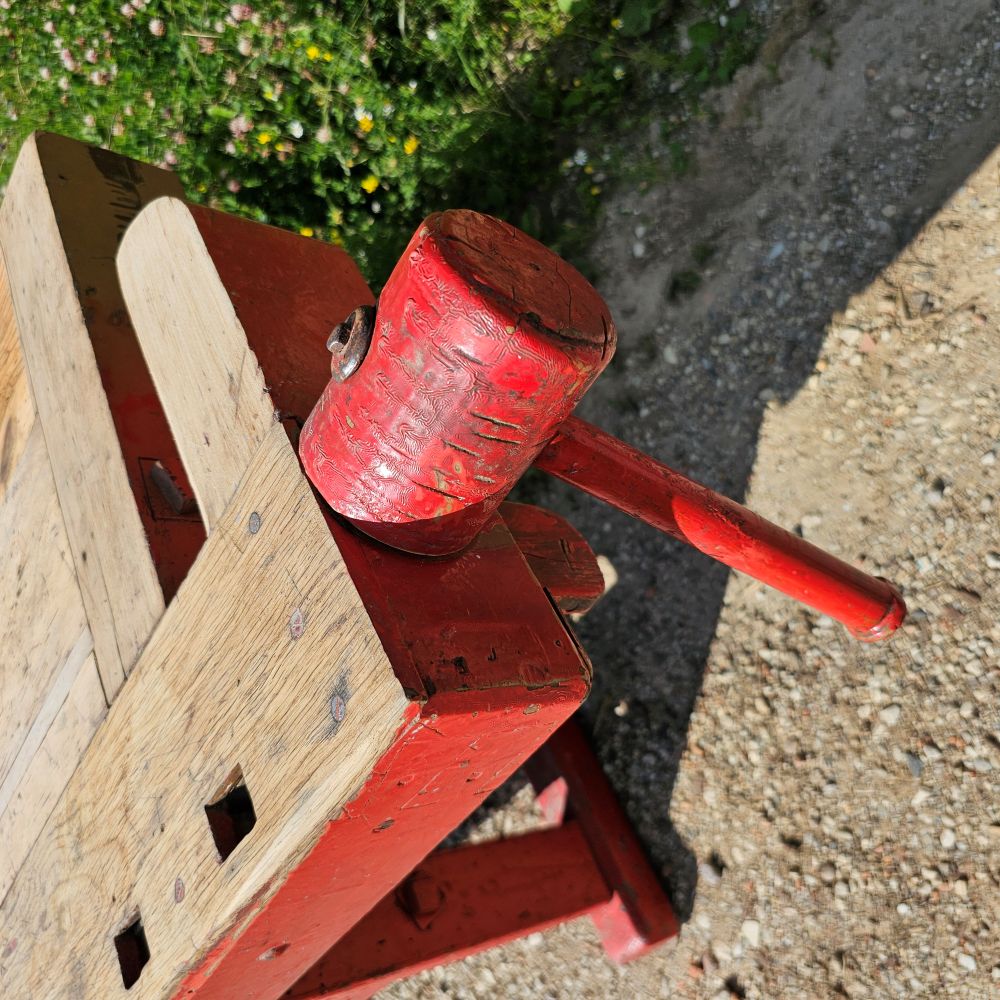 Rote alte antike urige rustikale Hobelbank Werkbank - 272