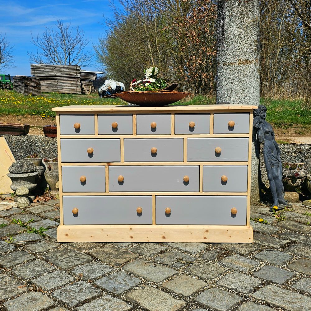 Apothekerschrank Apothekerkommode Schubladenschrank Kommode vintage Schübe grau - 301