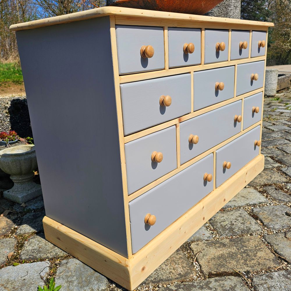 Apothekerschrank Apothekerkommode Schubladenschrank Kommode vintage Schübe grau - 301
