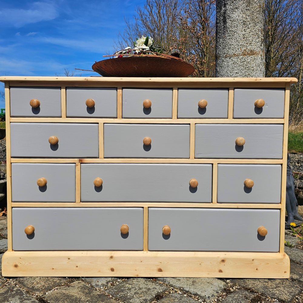 Apothekerschrank Apothekerkommode Schubladenschrank Kommode vintage Schübe grau - 301