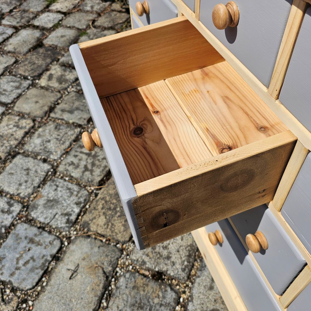 Apothekerschrank Apothekerkommode Schubladenschrank Kommode vintage Schübe grau - 301