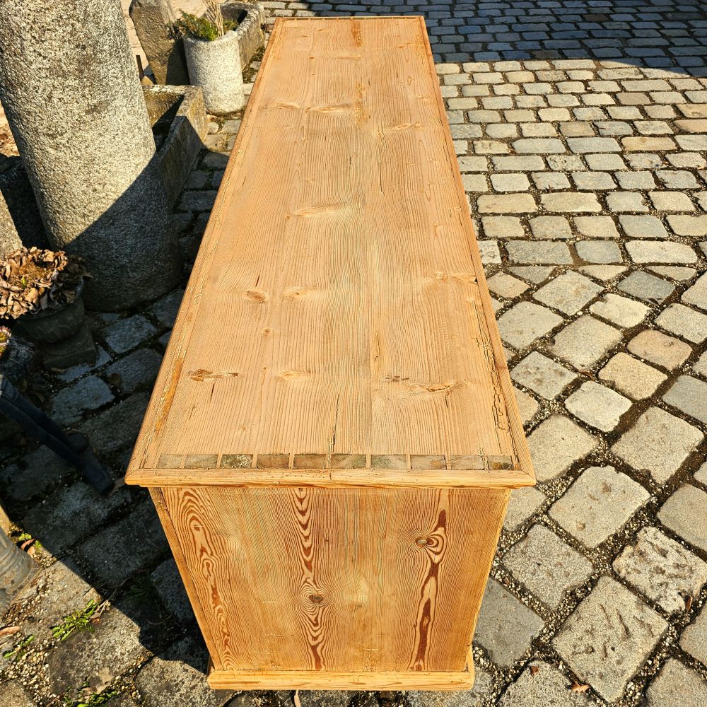 Alter antiker Apothekenschrank Ladeneinrichtung mit schöner Rückseite Weichholz Fichte - 298