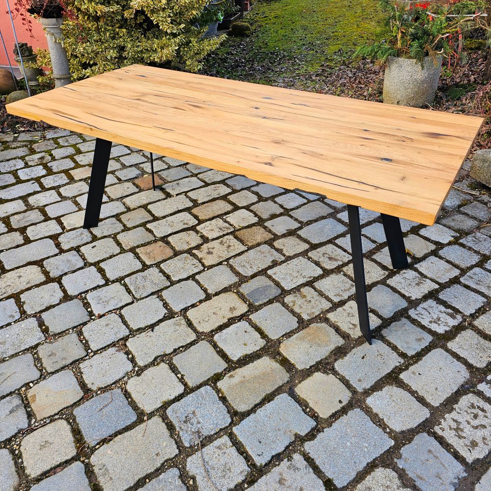 Eichentisch Vollholz Massivholztisch Tisch Esstisch mit Baumkante - 246