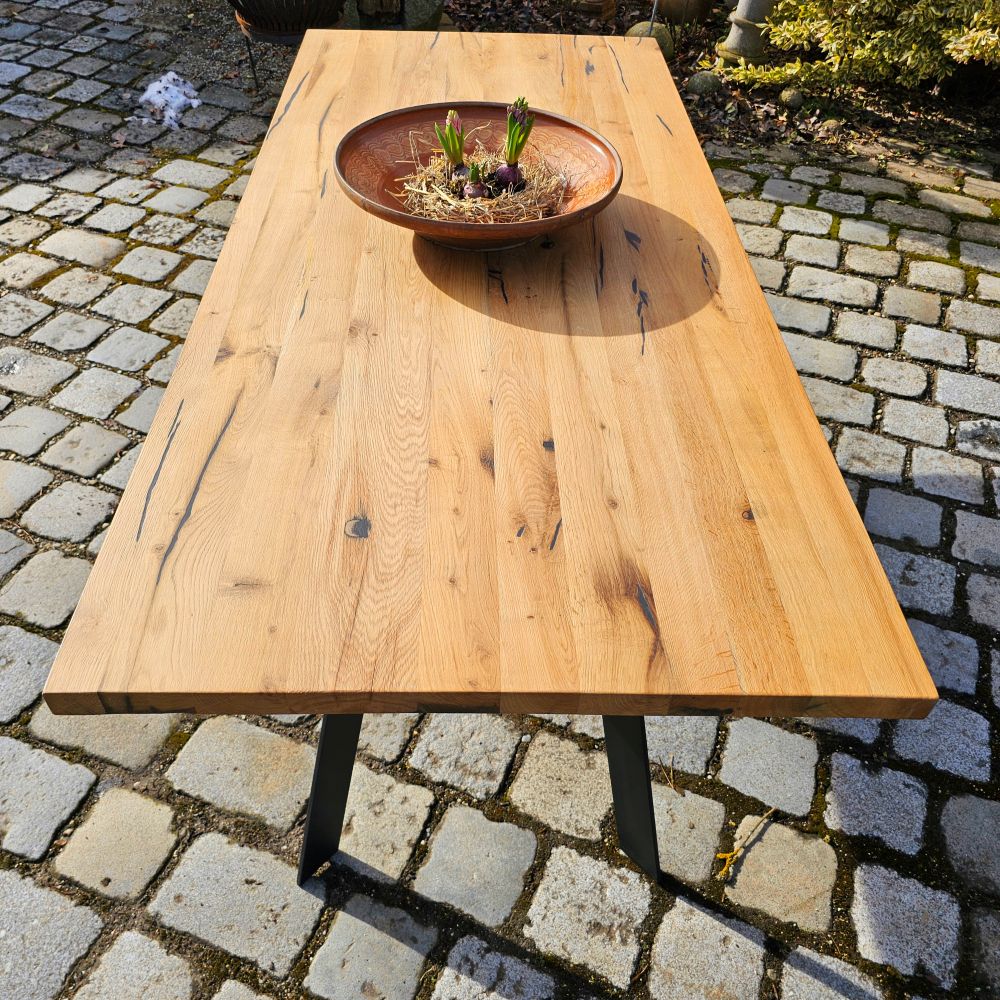 Eichentisch Vollholz Massivholztisch Tisch Esstisch mit Baumkante - 246