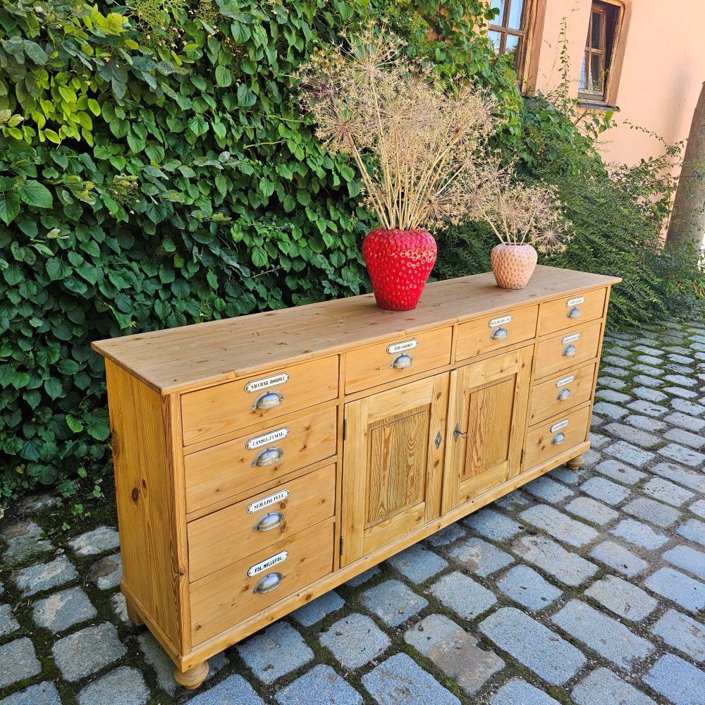 Alter antiker Apothekerschrank Schubladenschrank Ladentheke - 243