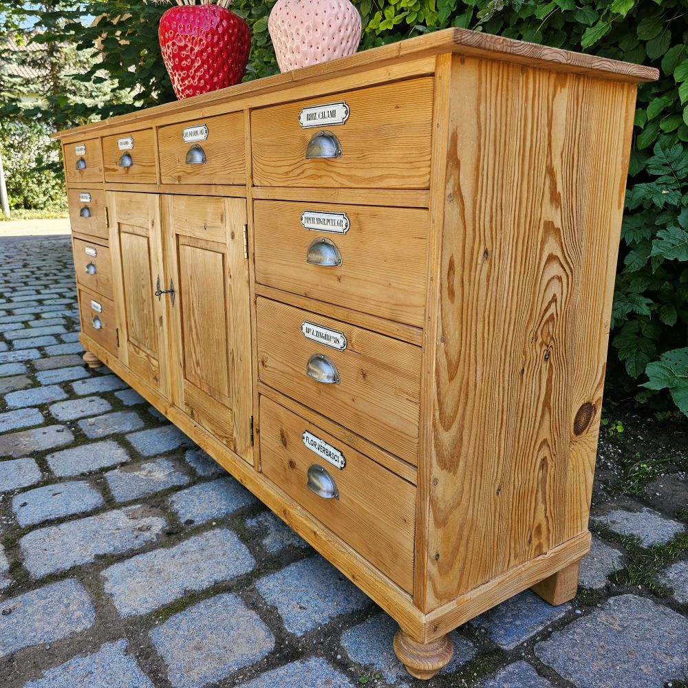 Alter antiker Apothekerschrank Schubladenschrank Ladentheke - 243