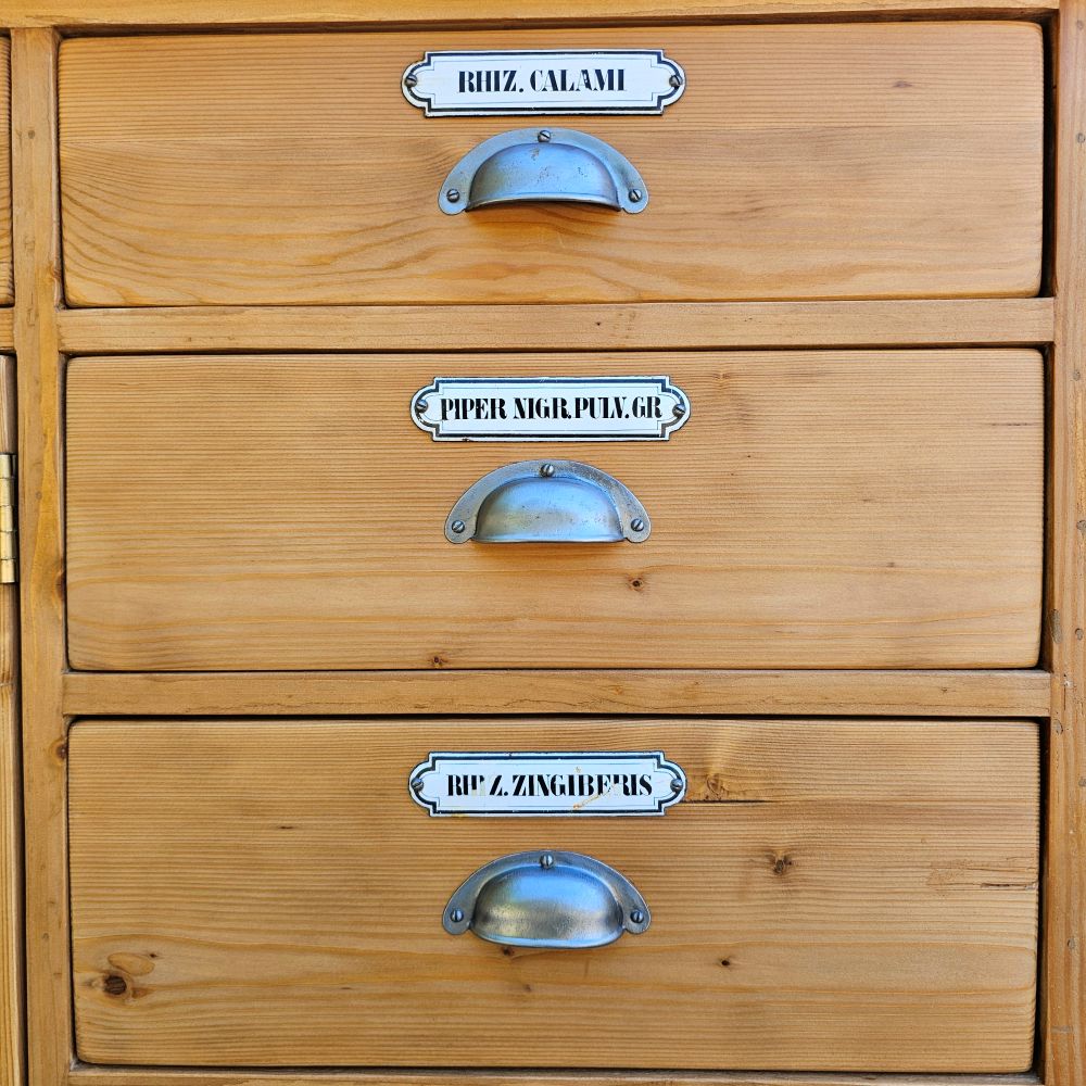 Alter antiker Apothekerschrank Schubladenschrank Ladentheke - 243