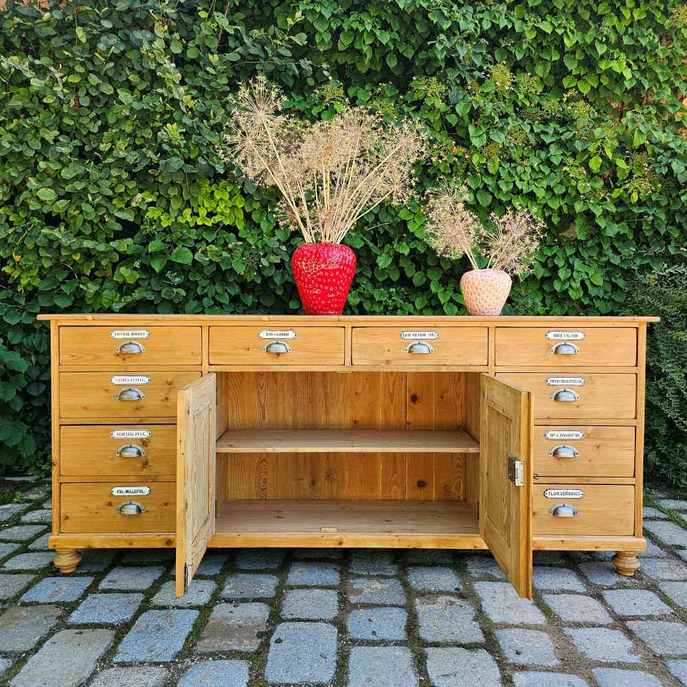 Alter antiker Apothekerschrank Schubladenschrank Ladentheke - 243