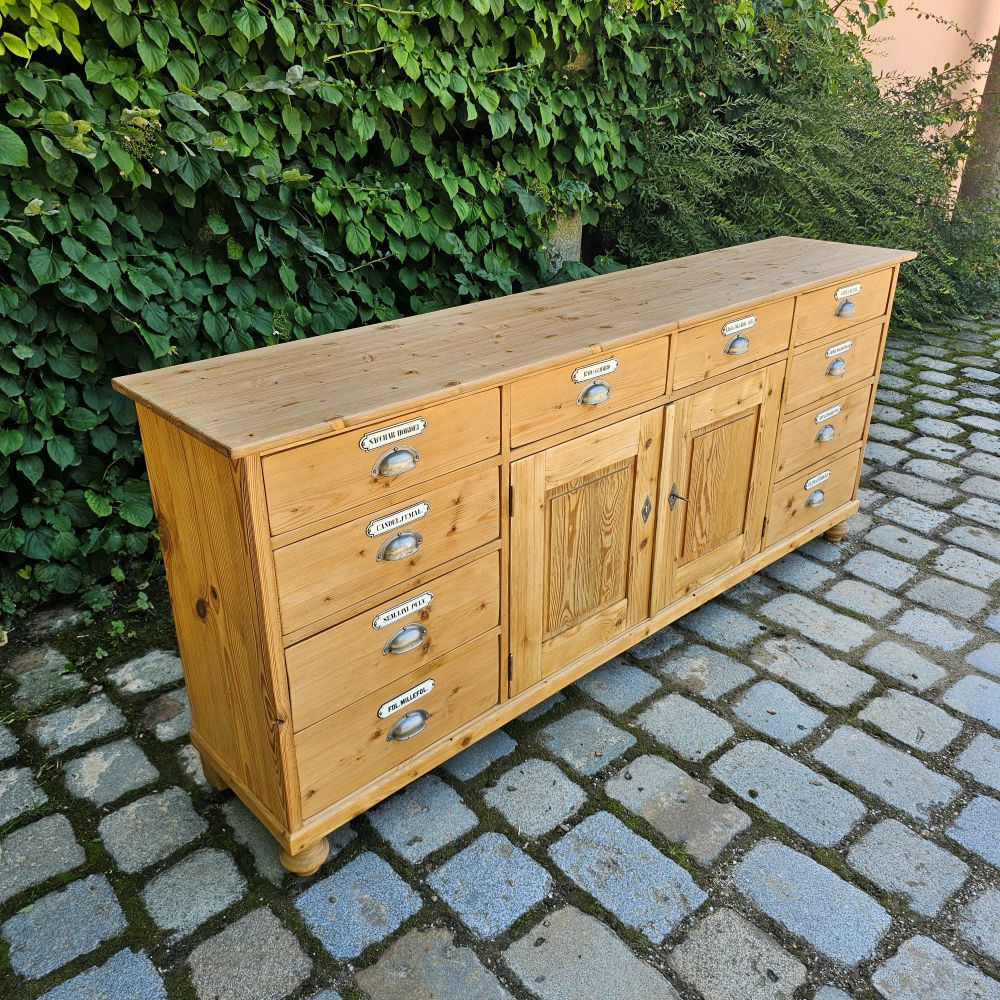Alter antiker Apothekerschrank Schubladenschrank Ladentheke - 243